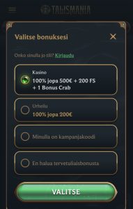 Talismania rekisteröidytään 2